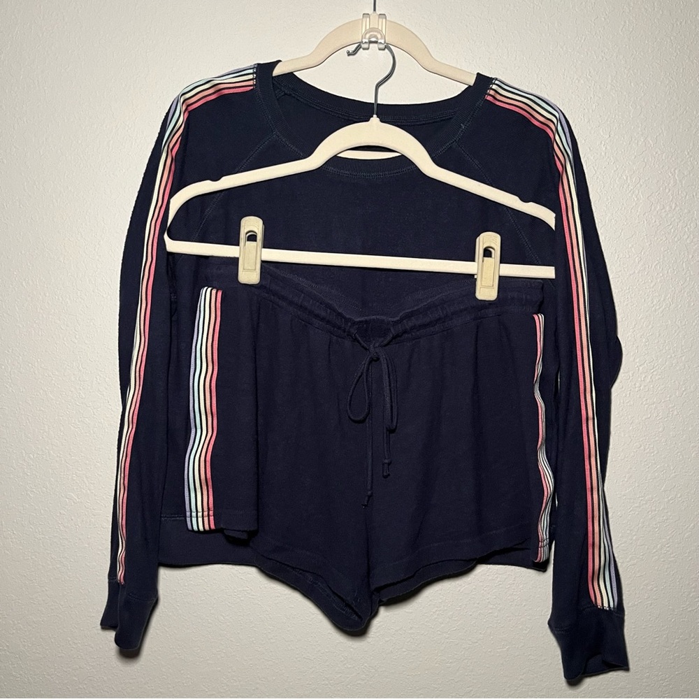Free Press rainbow striped set (longsleeve and shorts)